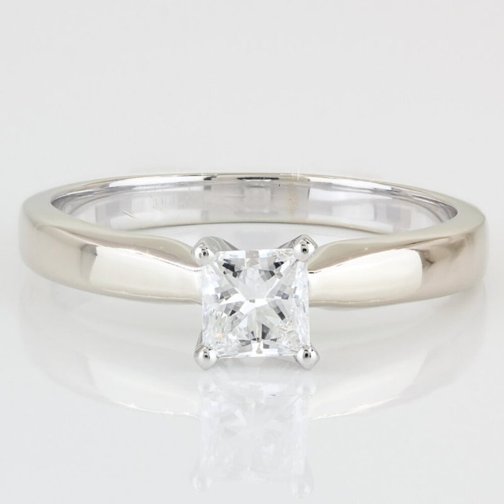 18KWG Solitaire Princess Diamond Wedding Engagement Ring by Reed & Barton
